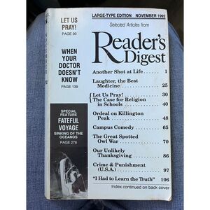 Readers digest, November1992 large type edition